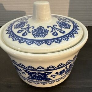 Vintage Royal China Vendome Hampshire Sugar Bowl W Lid USA Blue White